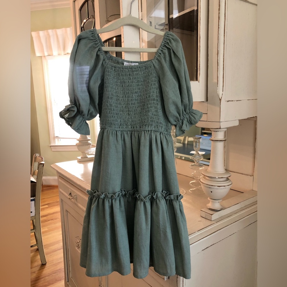 Adorable for Easter! Ivy City Co. Sage Green Smocked Dress, EUC, Size 4T/5T